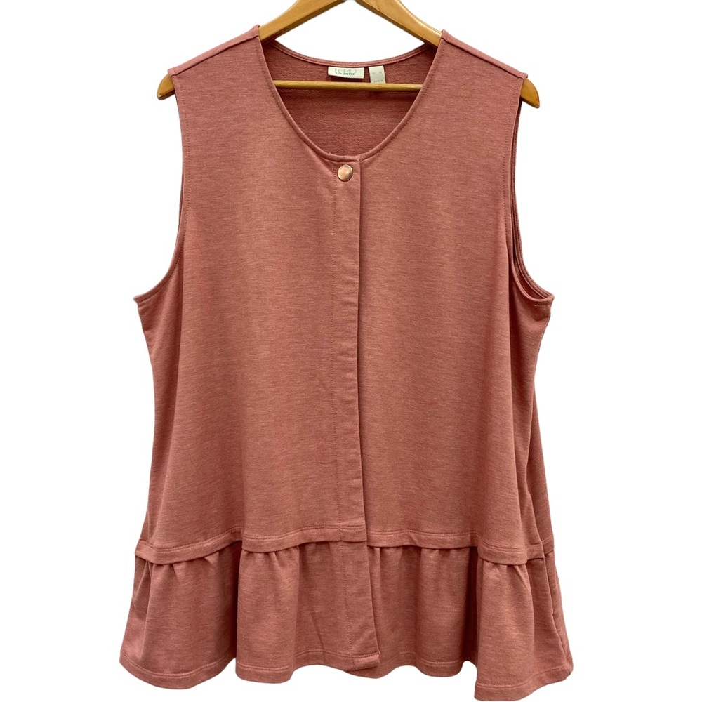 LOGO by LORI GOLDSTEIN French Terry Ruffle Vest in Terracotta